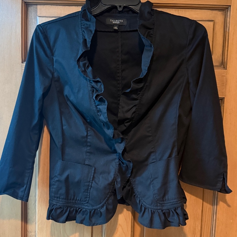 Talbots Black Ruffle Jacket - Picture 2 of 7